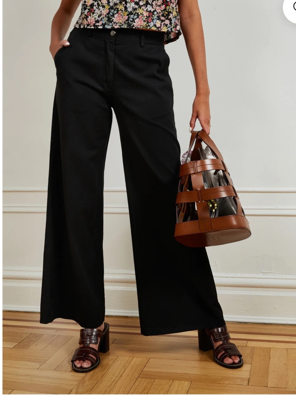 Loup Brigitte Wide Leg High Waisted Casual Cotton Boho Trouser Black 2X
